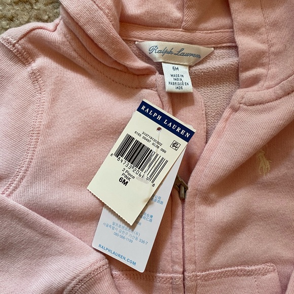 Ralph Lauren baby pink zip up hoodie 6 months - Picture 2 of 5
